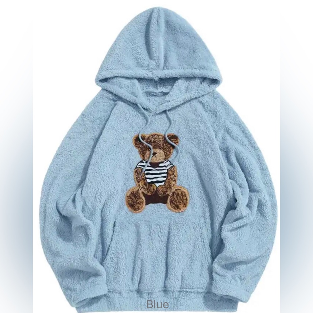Super Cute-Fluffy Comfy Hoodie w/ Bear and Drawstring